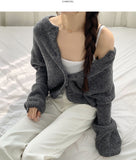Fluffy Avant-Fit Shibori Alpaca Long Sleeve Cardigan