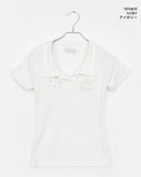 Hamyu Eyelet Rivet Printed Collar Short Sleeve T-Shirt