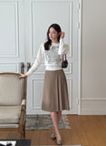 All-Grit Check Unbalanced Pleated Banding Skirt