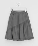 Silk Frill Banding Midi Skirt