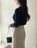 Roselle Collar Button Ribbed Knit Cardigan