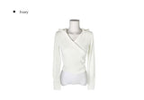 Hito Wrap Button Slim Hood Knit