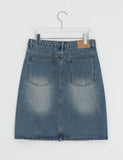 Sapney Incision Denim Midi Skirt