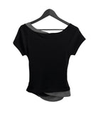 Sherry Layered Boat Neck Short Sleeve T-shirt