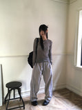 Fairlane Nylon Lace Color Matching Two-Way Long Wide Jogger Pants