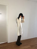 [MADE] Flute Ribbon Strap Punching Waves Knit One Piece