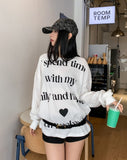 Week Heart Lettering Waffle Sweatshirt