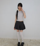 Button Shirred Balloon Skirt