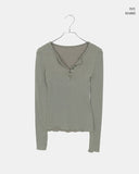 Chiri Wool V-neck Button Long Sleeve T-shirt