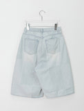 Nazumi Cube Washing Light Blue Bermuda Denim Pants