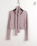 [Muffler Set] Forer Bokashi Ribbed Button Cardigan