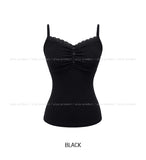 Roel Shirring Button Lace Cap Sleeveless