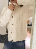 Robe Collar High-Neck Avant Cable Knit Long Sleeve Cardigan