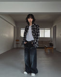 Kio two-tone layered denim pants