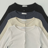 Layered Crop Top Long Sleeve Knit Cardigan Two-Piece Set