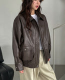 Hazel loose-fit pocket leather jumper