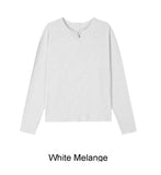 Elo Waffle Slit Neck Long Sleeve