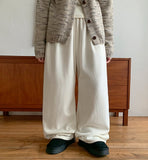 [BAONHAUS] Pmoi Mink Brushed Banding String Corduroy Wide Pants