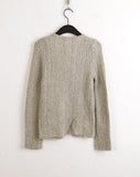 Nalky Bokashi V-neck Slit Long Sleeve Knit