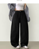 Curv cut line mega balloon fit banding cotton pants