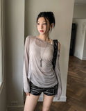 Tenshi see-through shirring drape hoodie