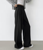 Inner Button Adjust Waist Adjustment Wide Slacks Pants