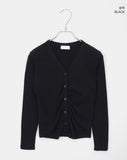 Hori shirring brushed cardigan