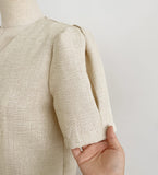 Koran V-Neck Puff Short Sleeve Tweed Jacket