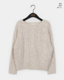 Tonk Cable Angora Loose Fit Long Sleeve Knit