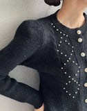 Even Pearl Puff Knit Cardigan