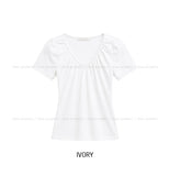 Jenne Shirred V-neck Slim Short Sleeve