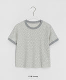 [BAONHAUS] Turkle Flower Rib Color Matching Ringer Short Sleeve Tee