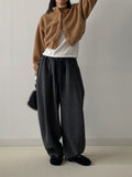 [unisex] Herringbone Wool Balloon Wide Pants