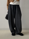 [unisex] Herringbone Wool Balloon Wide Pants