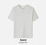 Muscle Fit Henley Neck Short Sleeve Knit