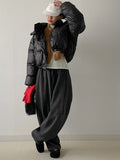 [unisex] Herringbone Wool Balloon Wide Pants