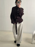 High Neck Belted Knit Cardigan