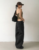 Ronber Pocket String Slit Wide Two-Way Pants