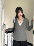 Rti Vintage V-neck Lace Hood Long Sleeve T-shirt