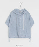 [BAONHAUS] Minkol Check Hood Short Sleeve Shirt