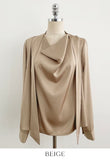 Elnon Drape Satin Tie Blouse