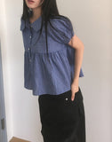 Harper Collar Puff Short Sleeve Blouse