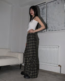 Maku checkered pocket long wide pants