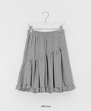 Simrin Ribbed Diagonal Shirring Midi Skirt