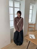 [BAONHAUS] Salo Ribbon Color Matching Check Collar Shirt
