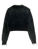 PIG EYELET DAMAGE CARDIGAN