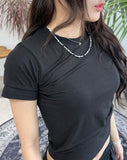 Luna Unbalanced Pintuck Short Sleeve T-shirt