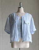 [Sleeveless  + Jacket set] Shuri Stripe Sleeveless Knit Linen Blouson Zip Up Jacket