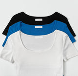 [MADE] Gulim Square Neck Inner Slim Short Sleeve T-shirt