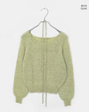 [strap set] Oro string knit round neck wool knit
